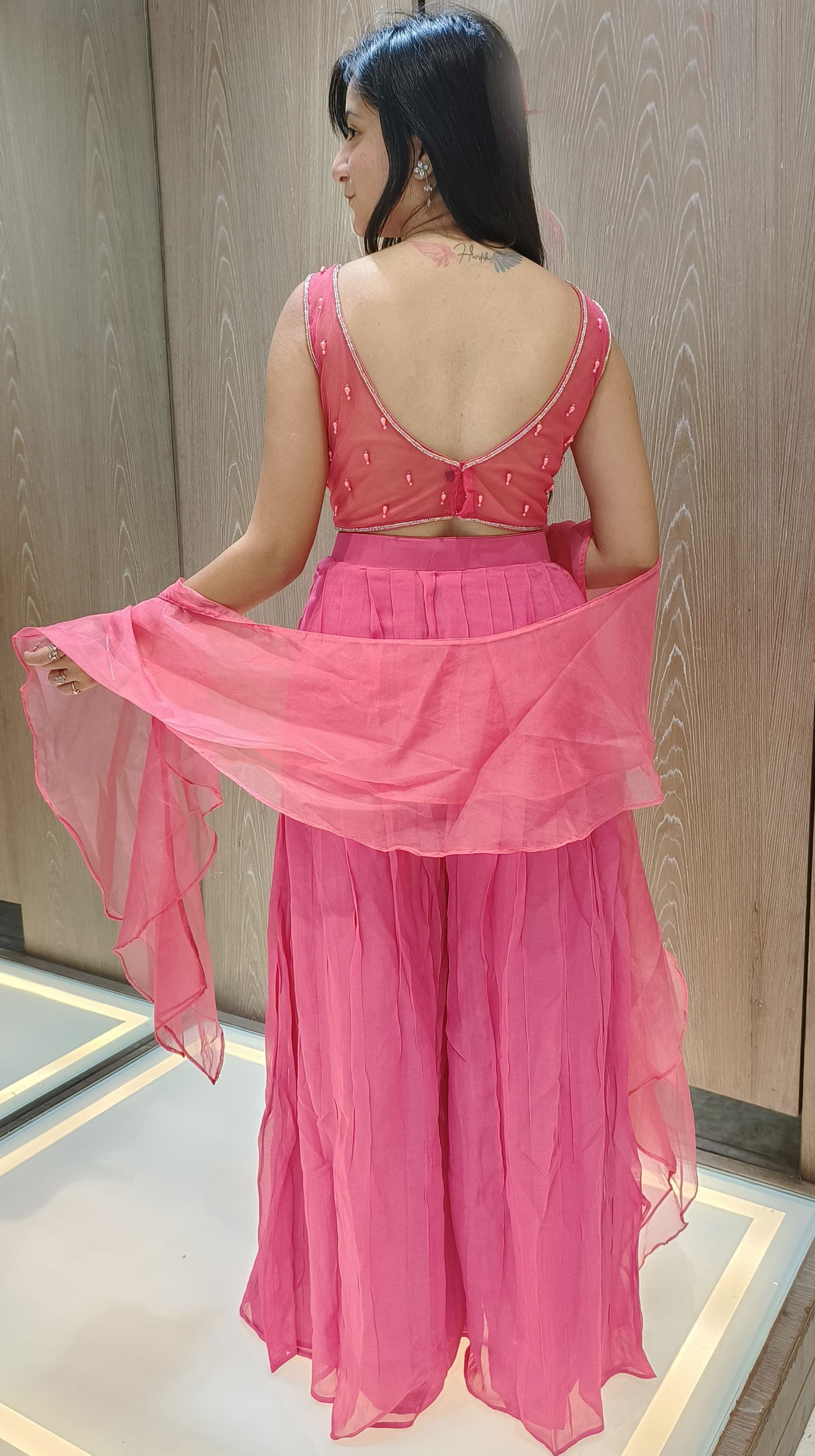 Gajari Color Georgette Hand Work Palazzo Choli Set
